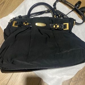 Brahmin Black leather and canvas purse